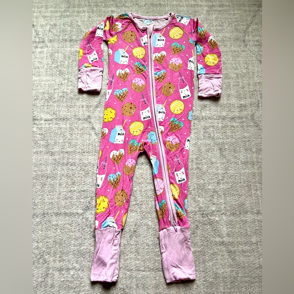 Little Sleepies Pink Milk & Cookies Bamboo Zippy Pajamas (6-12 months)